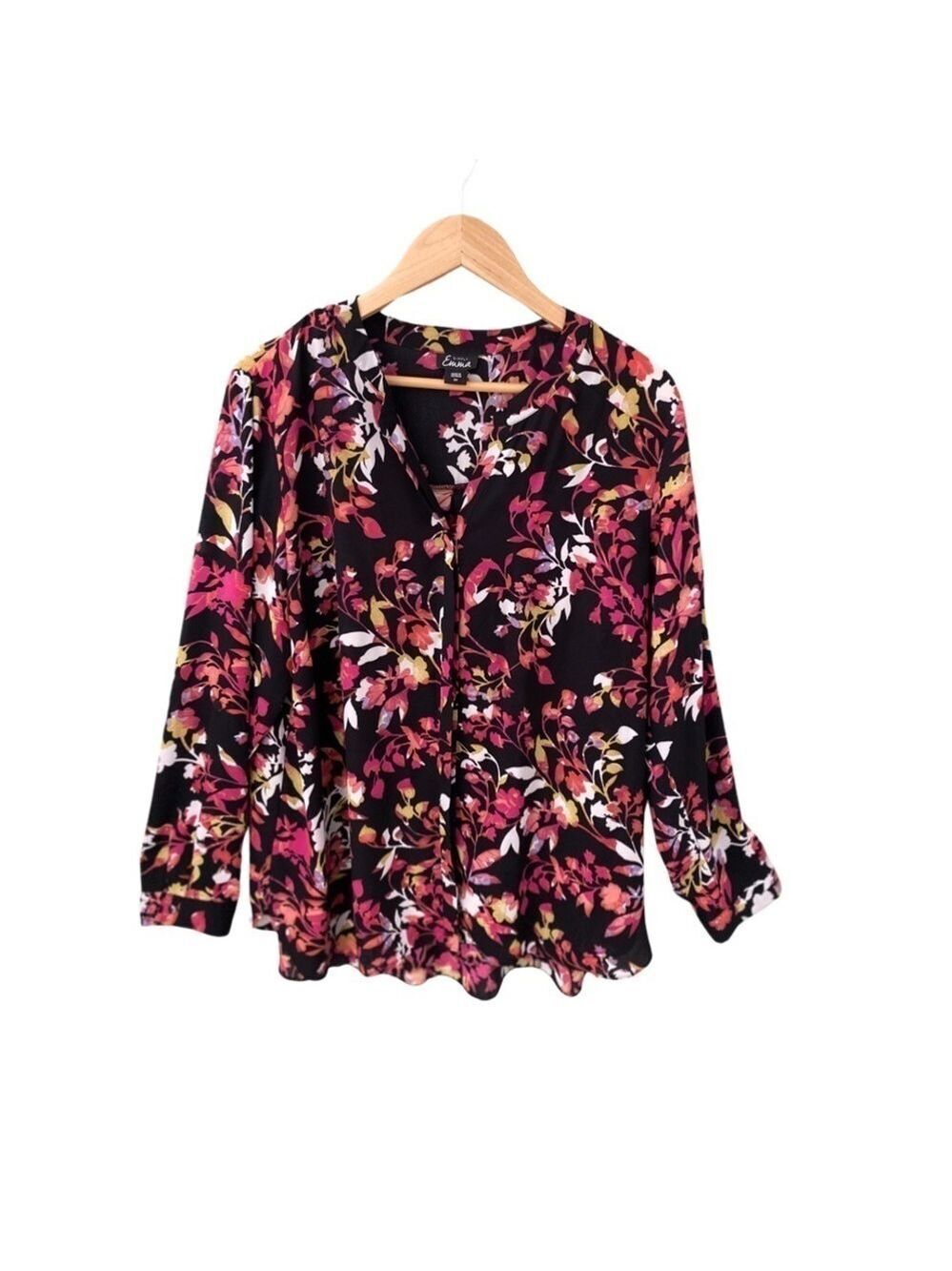 Simply Emma Button Down Floral Tunic Blouse Size 2X